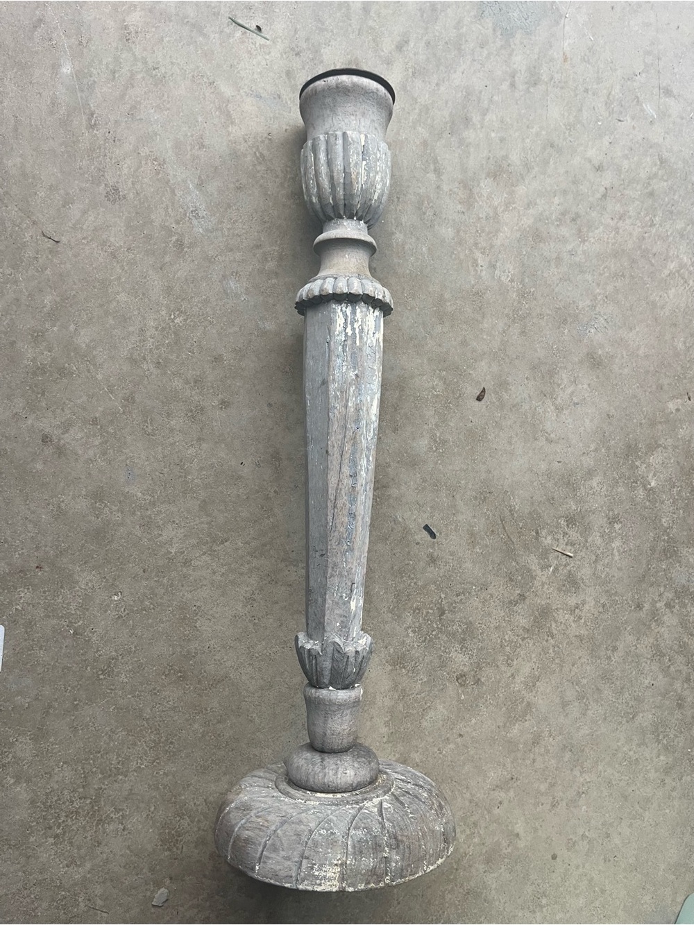 Aidan Gray 22” Candle Holder Distressed Wood White Paint Light Wood